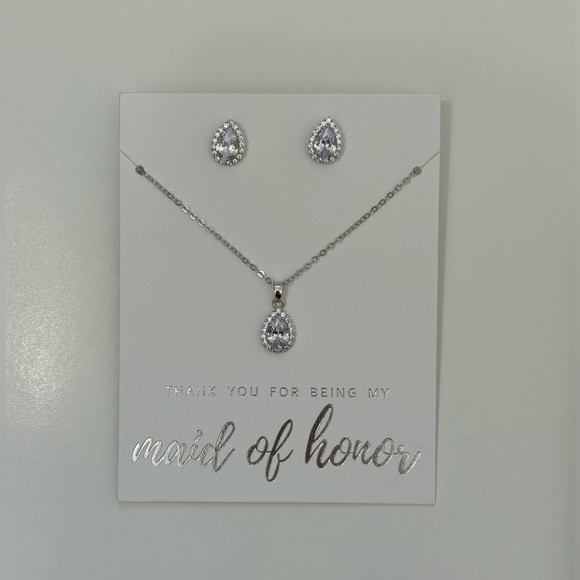 Bride/Bridesmaid Jewelry Set Silver 3pcs - Picture 2 of 4